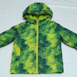 Lands' End Green and Yellow Tie-Dye Hooded Jacket